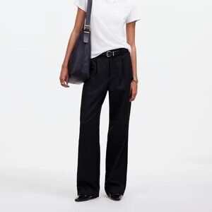 NWT Madewell Petite Slouchy Straight Pants in Drapey Twill Black 8P
